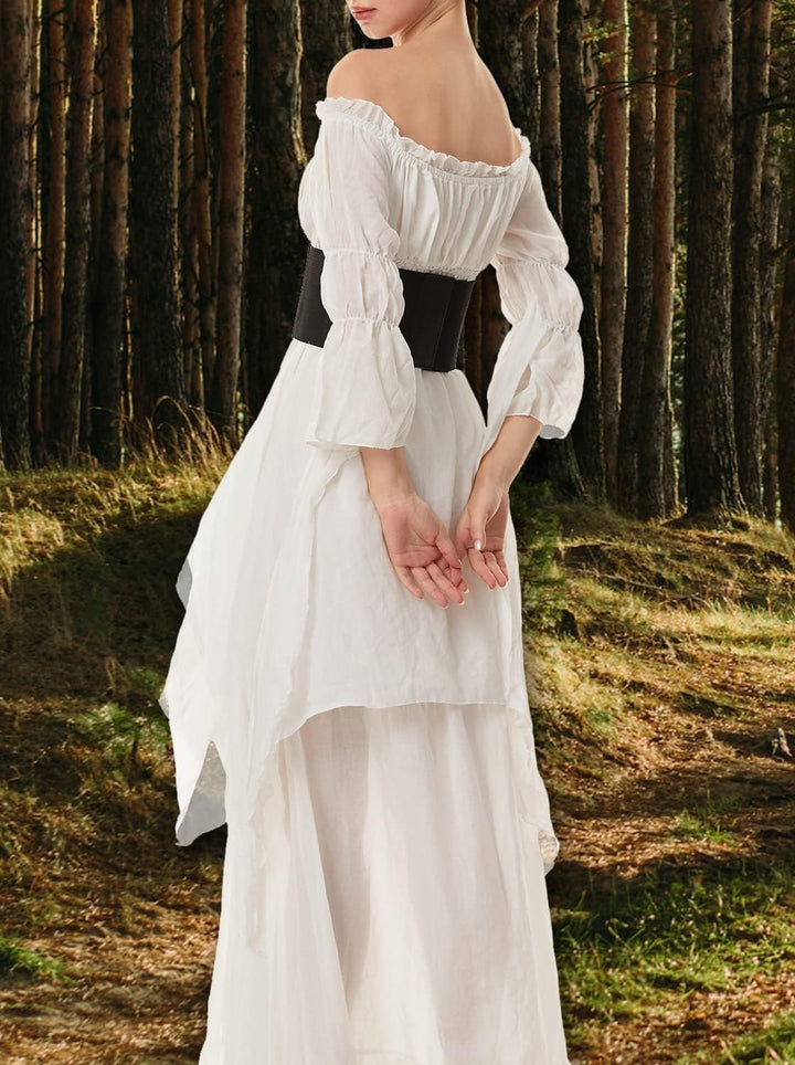 Halloween Kostüm Damen Mittelalter Renaissance Kleidung mit Korsett Gürtel Retro Maxikleid Viktorian