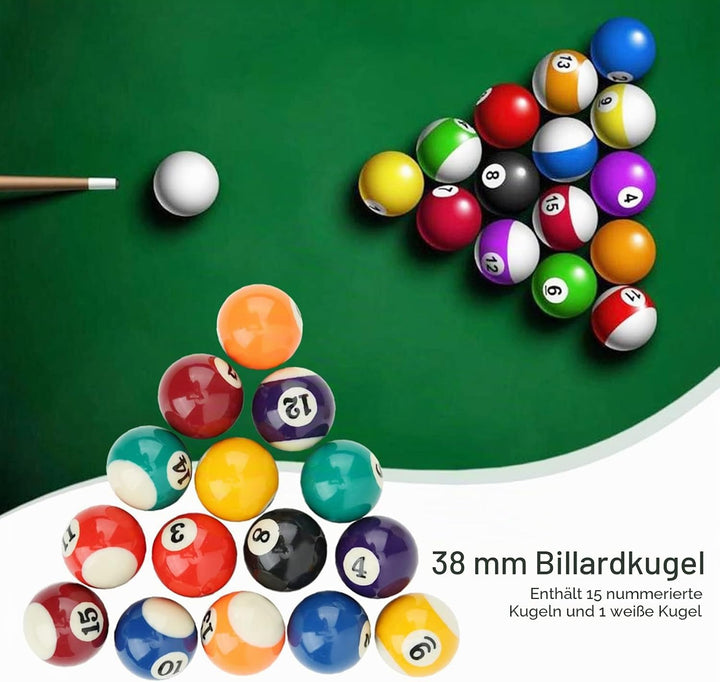 Billardkugeln Set 16 Stück 38 mm Mini Pool Ball Billard Set aus Kunstharz Mini Billardtisch Zubehör