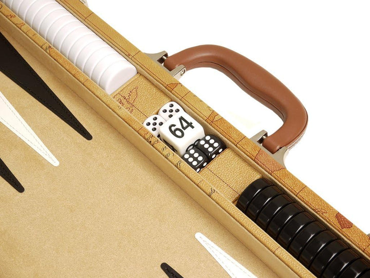 Middleton Games Luxus-Backgammon-Set auf Weltkarte, 18 Zoll – Braun