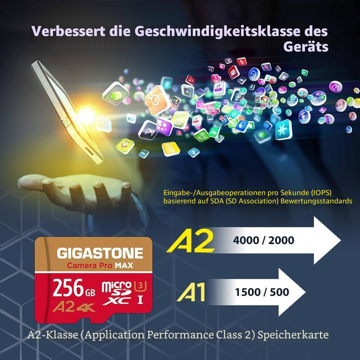 [5 Jahre kostenlose Datenwiederherstellung] GIGASTONE 256 GB Micro SD Karte, Kamera Pro MAX, bis zu