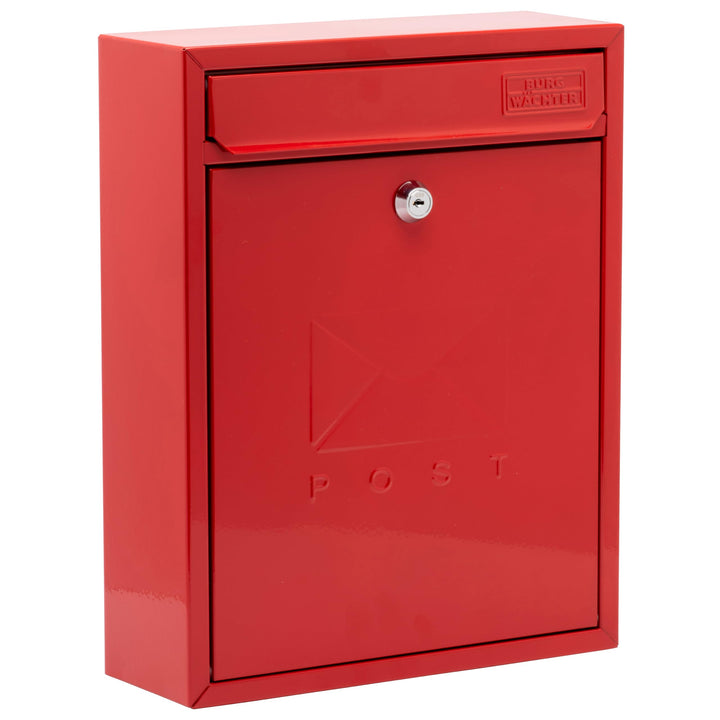 BURG-WÄCHTER MB05R Compact Briefkasten aus verzinktem Stahl zur Wandmontage, Pillarbox Red, Pillarbo