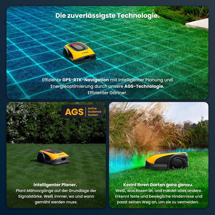 STIGA A1000 Autonomer Rasenmäher Roboter. Mähroboter ohne Begrenzungskabel (max. 1400m2). App-Steuer