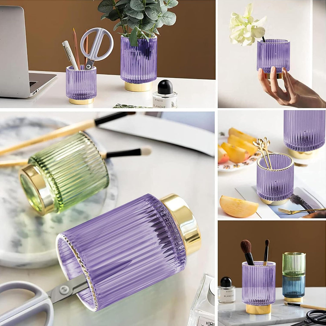 DASITON Make up Pinsel Organizer,Kosmetik Organizer Gold,Pinsel Organizer aus Glas,Pinselhalter Kosm