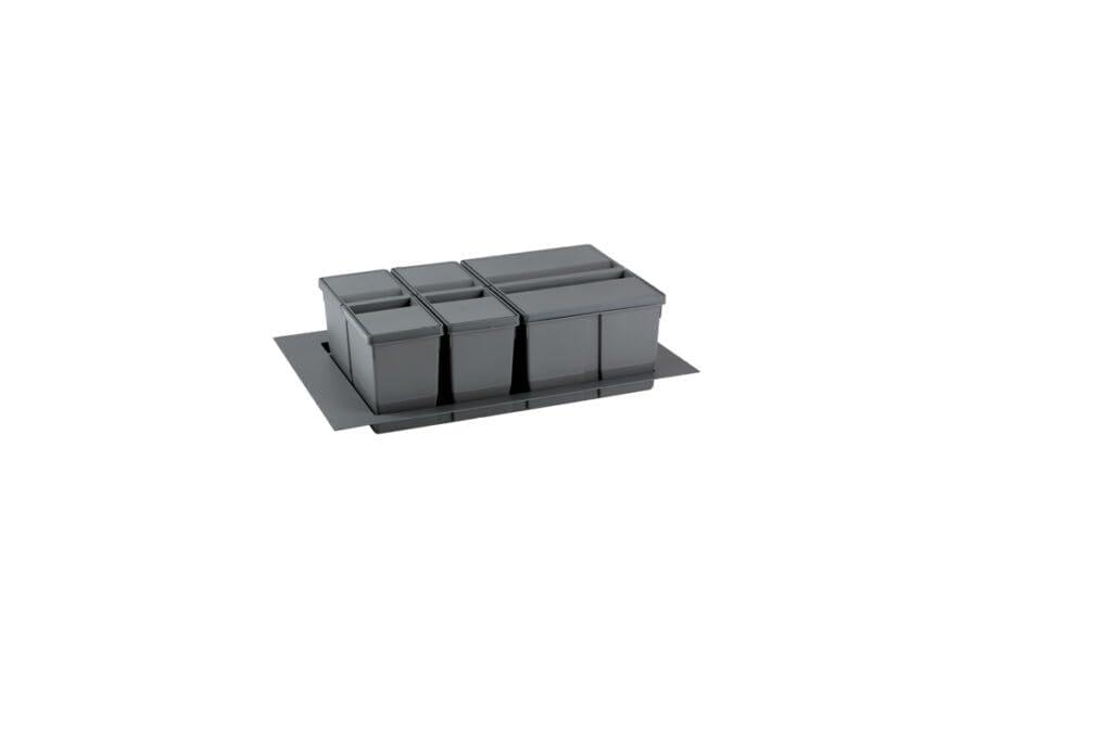 Mülltrennsystem 9 XL für 80 cm Schublade - Einbau-Mülleimer mit 3 Fächern (1x 20L, 2x 9L), Abfalleim