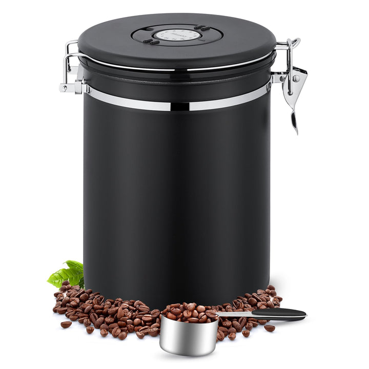 Kaffeedose aus Edelstahl 2,8L, Kaffeedosen Kaffeebehälter aus Edelstahl mit CO₂-Ventil,Kaffeedose Vo
