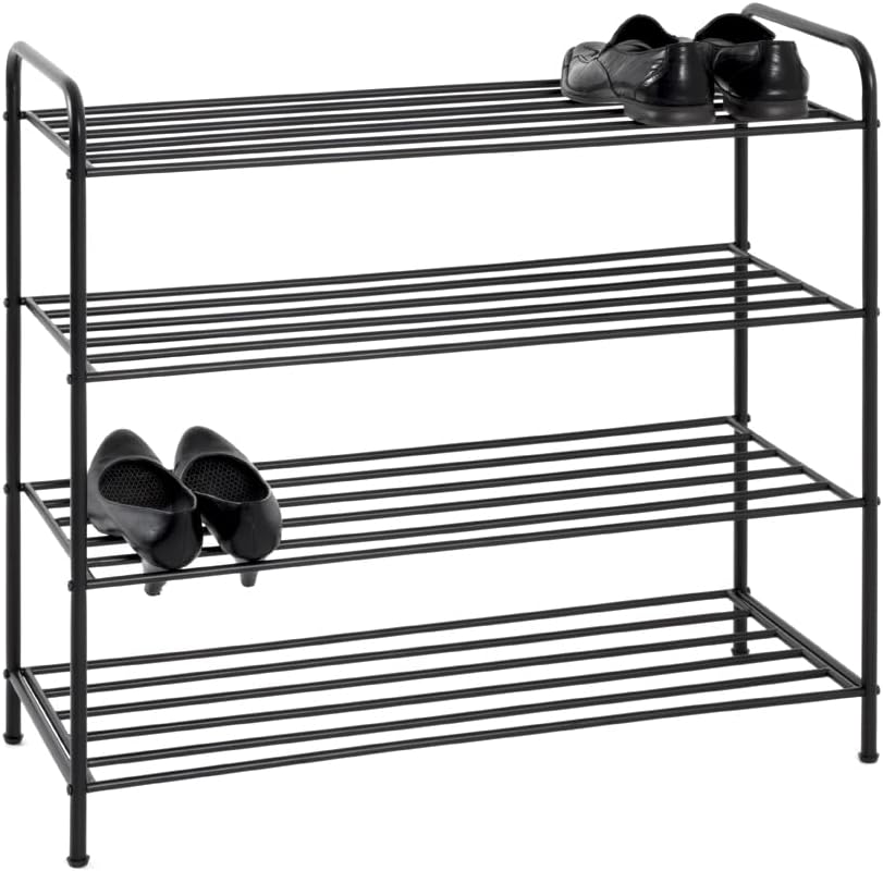 HAKU Schuhregal 4 Ebenen schwarz Metall Stahlrohr pulverbeschichtet Schuhablage - Masse: B 83 x H 78