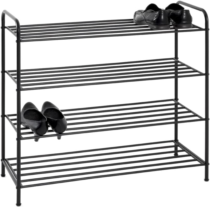 HAKU Schuhregal 4 Ebenen schwarz Metall Stahlrohr pulverbeschichtet Schuhablage - Masse: B 83 x H 78
