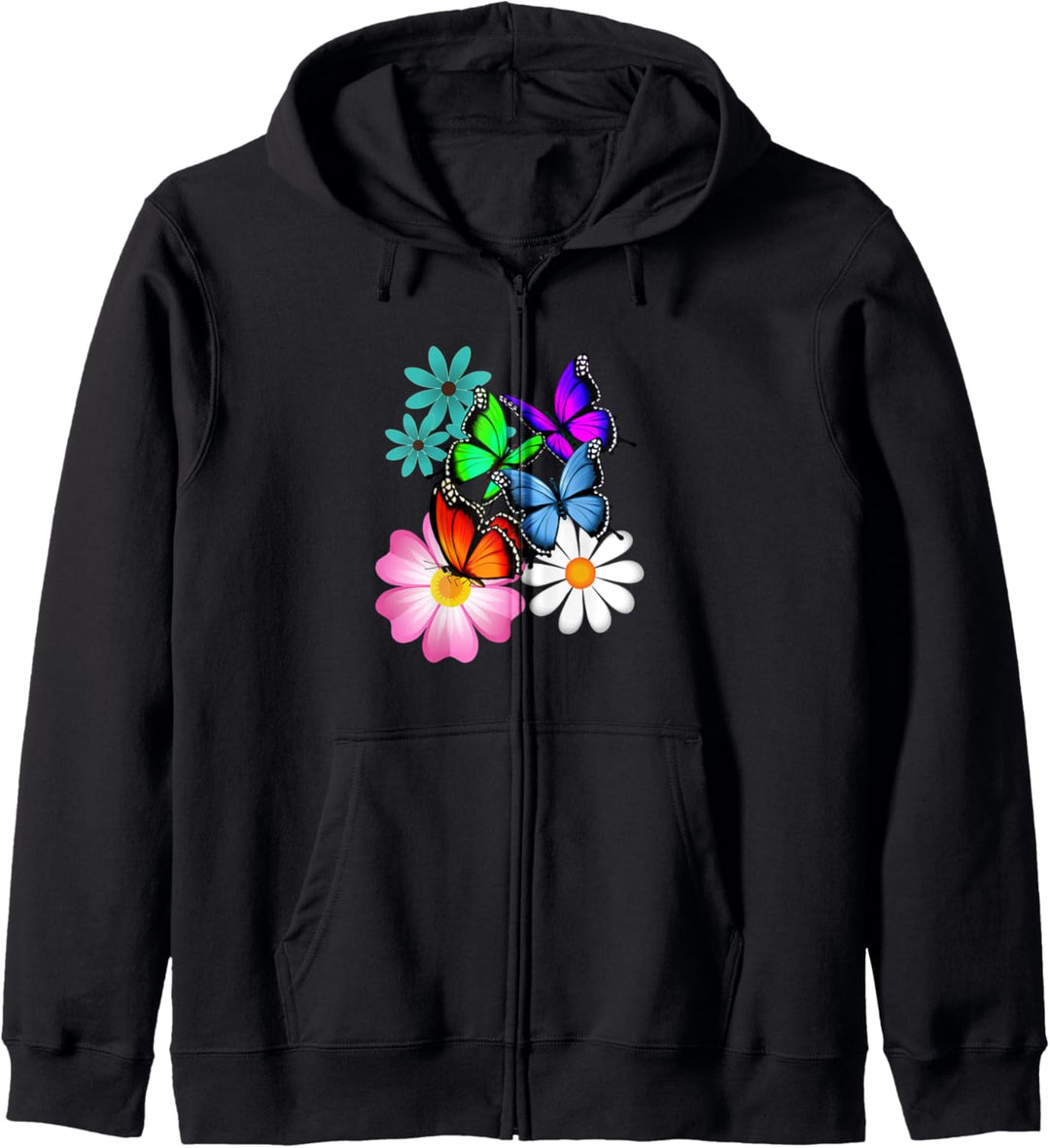 Eine Blume und Schmetterling Collage Geschenk Kapuzenjacke