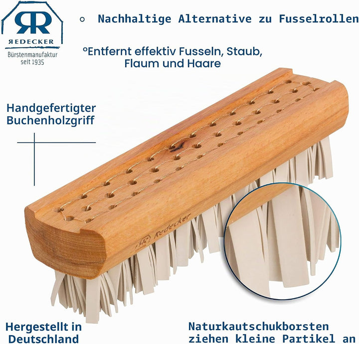 REDECKER Fusselbürste mit Naturkautschuk, 18 cm