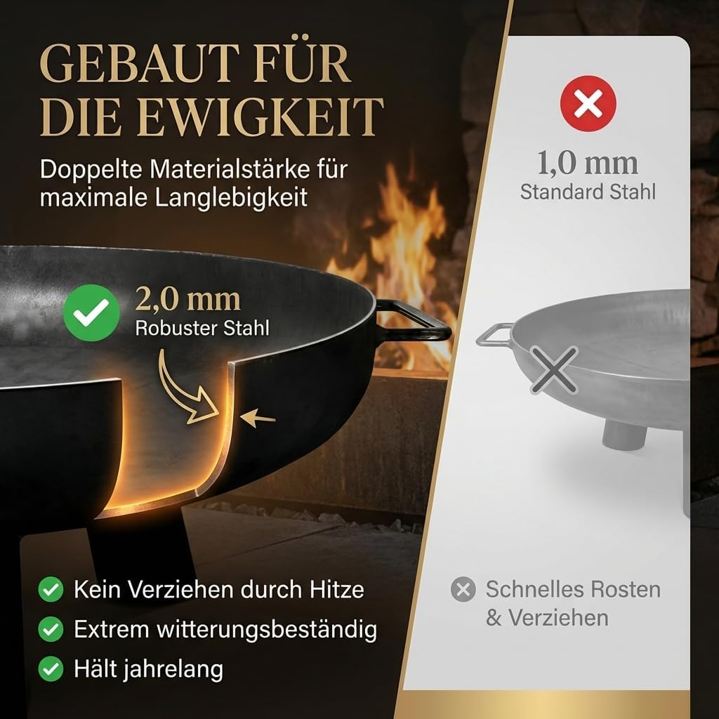 Feuerschale Nizza 80 cm, Feuerschale - Feuerstelle für den Garten, Terrasse und Balkon, Feuertonne u