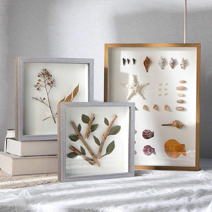 Houstimi Bilderrahmen 20x20cm Grauer Objektrahmen 3 Pack rahmen aus Massivholz und Echtglas für Obje