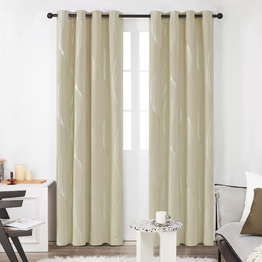 Deconovo Blickdchte Vorhänge, Verdunkelungsgardinen mit Ösen, Schlafzimmer Vorhang, 138x117 cm(Höhex