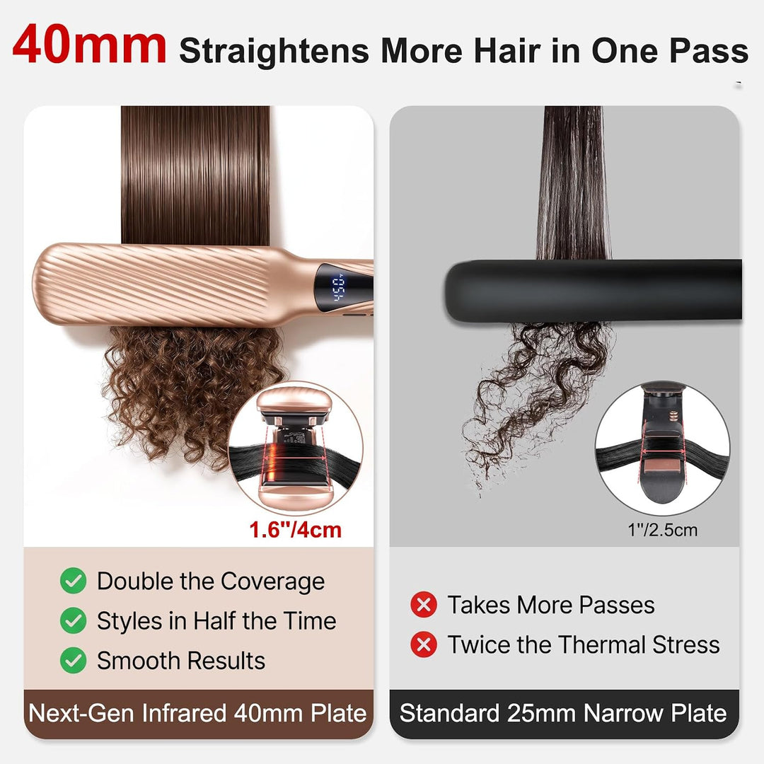 Glätteisen Breit 40mm Platten Locken und Glätten, Quarz-Keramik