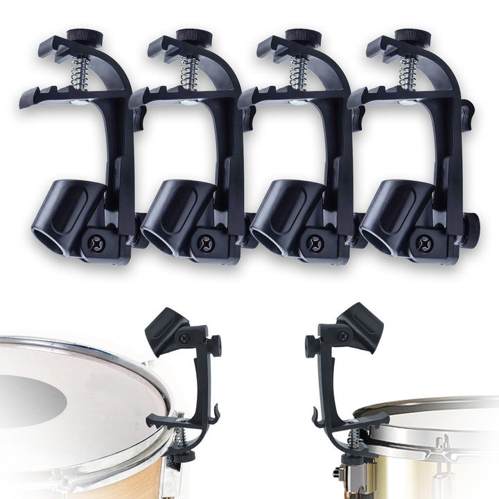 4 Stück Drum Microphone Clips, Einstellbare Stossfest Mikrofonhalter Trommelklemme auf Universal Tro