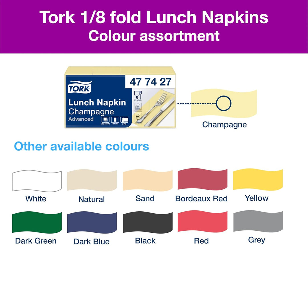 Tork 477427 champagnerfarbene Lunchservietten 1/8 gefaltet / 2-lagige Papierservietten für Snacks &amp;