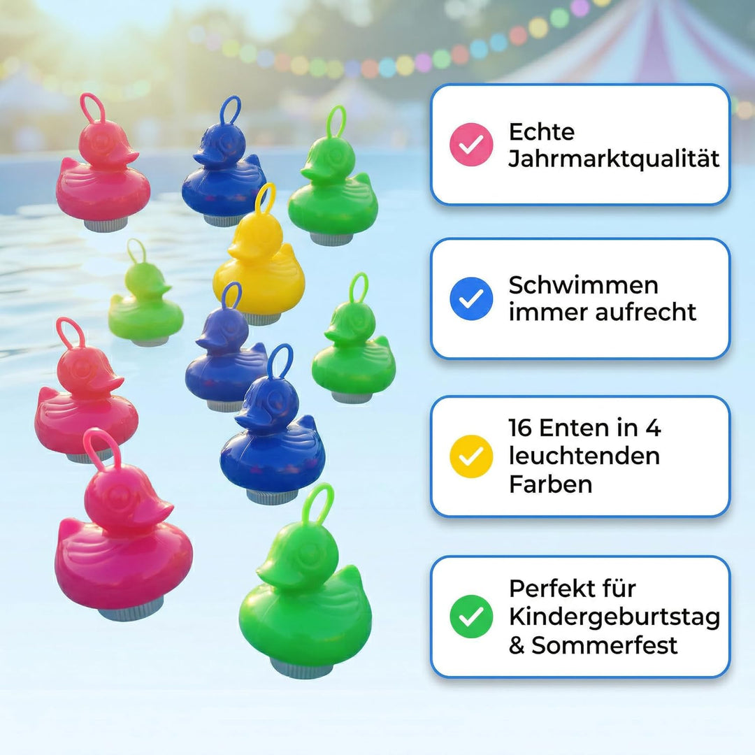 AMLI Enten Angeln | 16x bunt Entchen mit Öse &amp; Gewicht | Entenangeln Spiel Wasser gross | Perfekt fü
