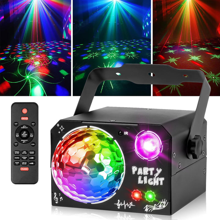 Nigecue 4 in 1 Discolicht Partylicht mit Fernbedienung, Musikgesteuert Disco Licht mit RGB Kugelleuc