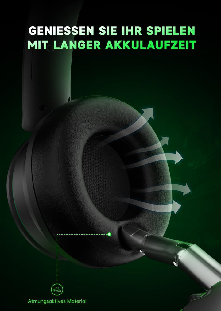 Wireless Gaming Headset für Xbox Series X|S, Xbox One, PS5, Schwarz-Grüne Schwarz Grüne Kein Stecker