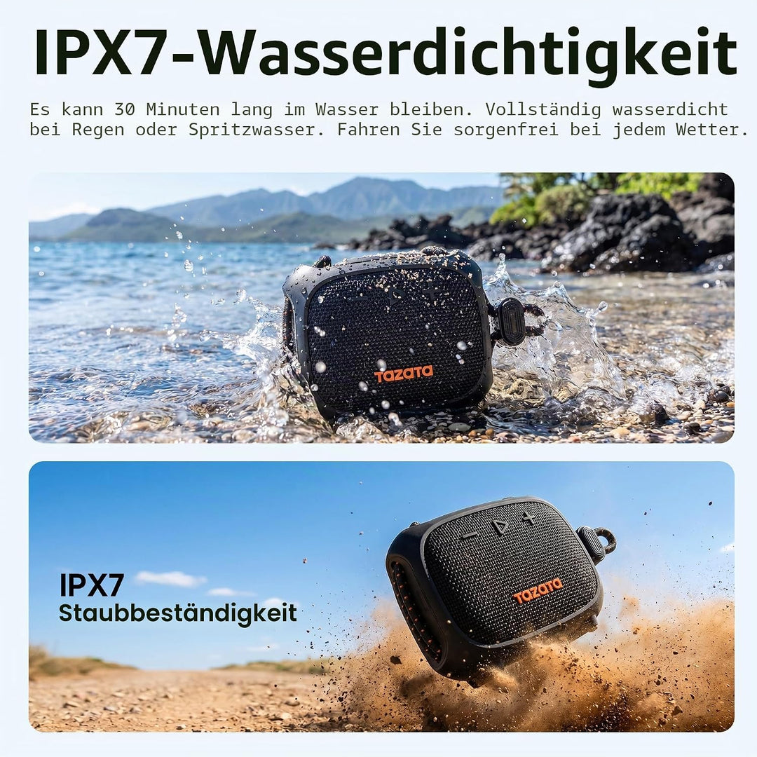 TAZATA Robuster Outdoor-Lautsprecher, IPX7 wasserdicht, schwimmender Bluetooth-Lautsprecher mit 11 S