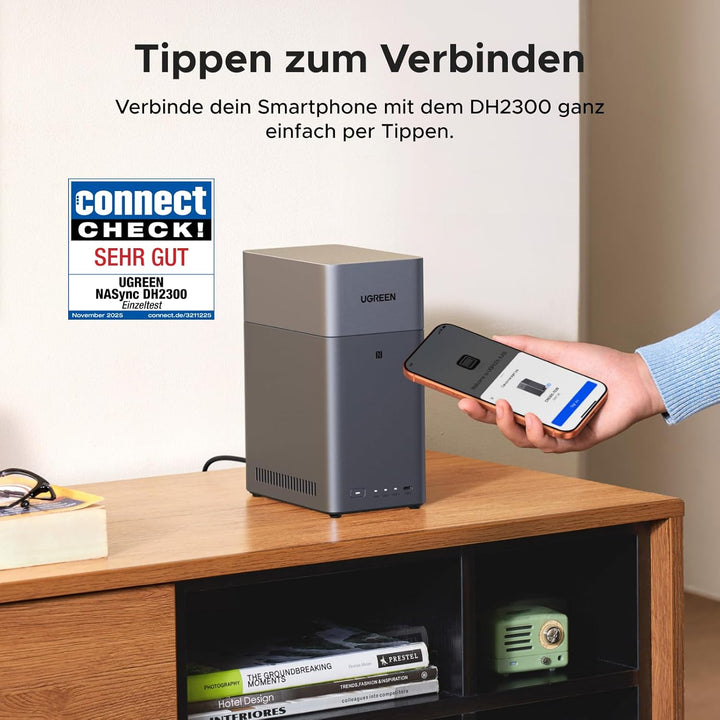 UGREEN NASync DH2300 2 Bay Desktop NAS, NFC Tap zum Verbinden, KI Fotoalbum, 4K Persönliche Videothe