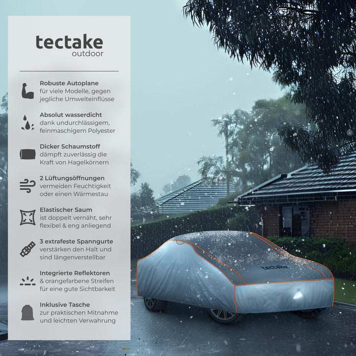 tectake® Auto Abdeckplane, Hagelschutz Autoplane, Autoabdeckung, wasserdichte Decke, atmungsaktiv, e