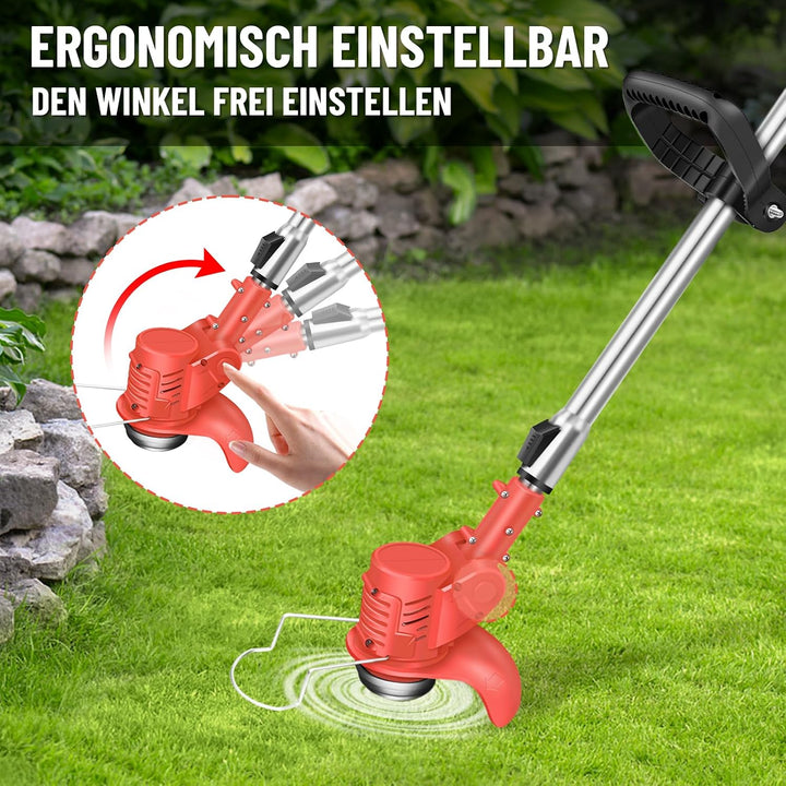 Akku Rasentrimmer mit Akku, 21V Elektrischer Akku Motorsense &amp; Rasentrimmer Rasen, Akku Freischneide