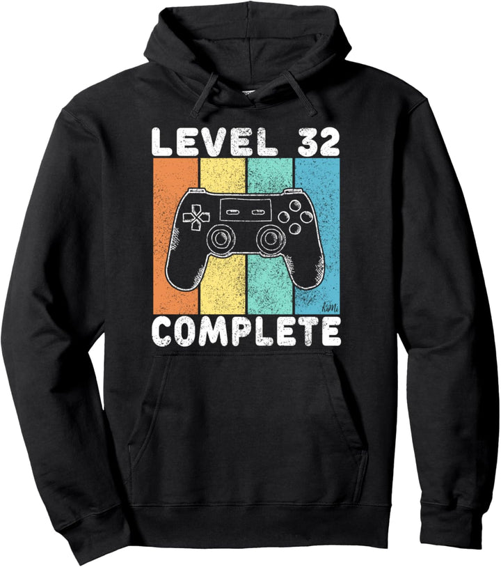 32. Geburtstag Männer Gamer Level 32 Complete 32 Jahre Pullover Hoodie