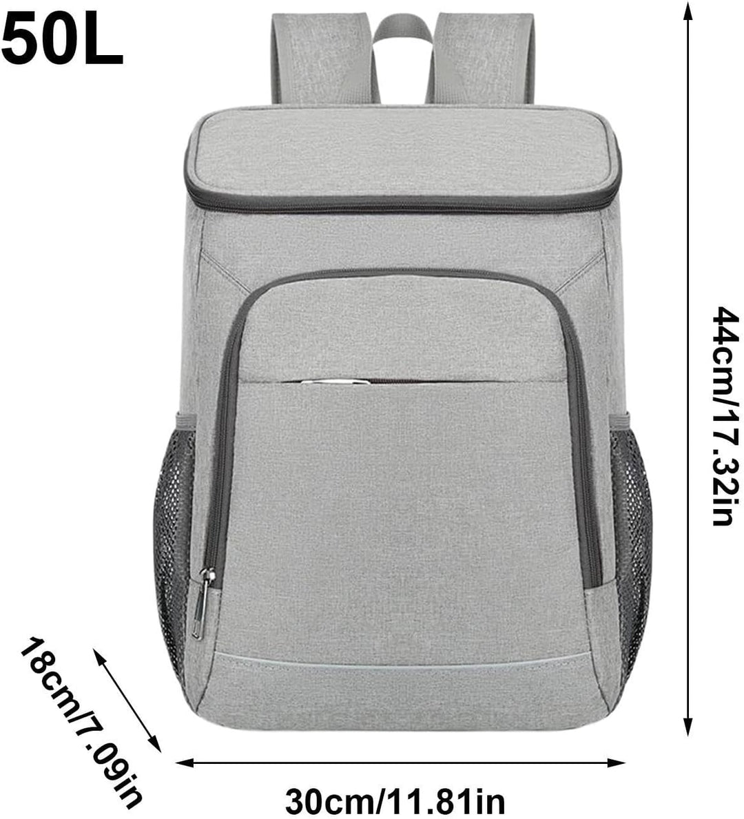 Isolierter Rucksack Kühltasche 50L Lunchtasche Mit Mehreren Fächern Grau, Grau