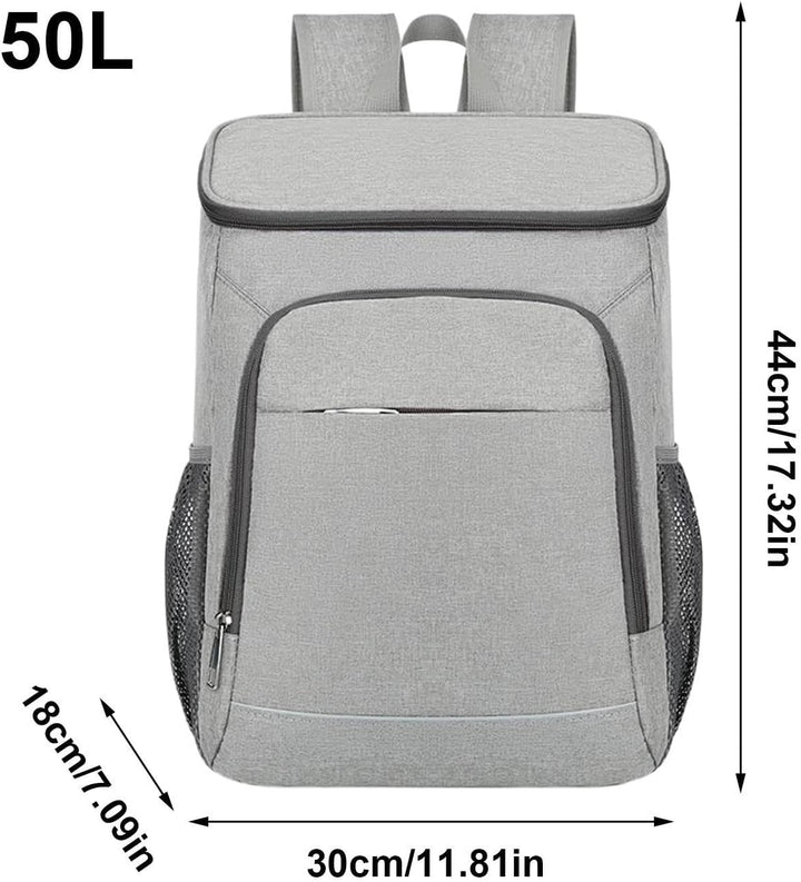 Isolierter Rucksack Kühltasche 50L Lunchtasche Mit Mehreren Fächern Grau, Grau
