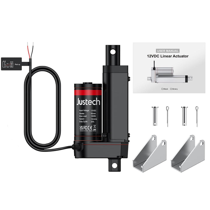 Justech Linearmotor 1000N 50mm inearantrieb Verstellantrieb 12V Schwarz, 1000N 50mm