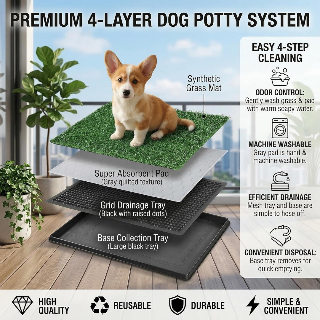 Hundegras-Pad Hundetoilette Töpfchen mit Tablett Kunstrasen-Töpfchen-Trainingspad Wiederverwendbares