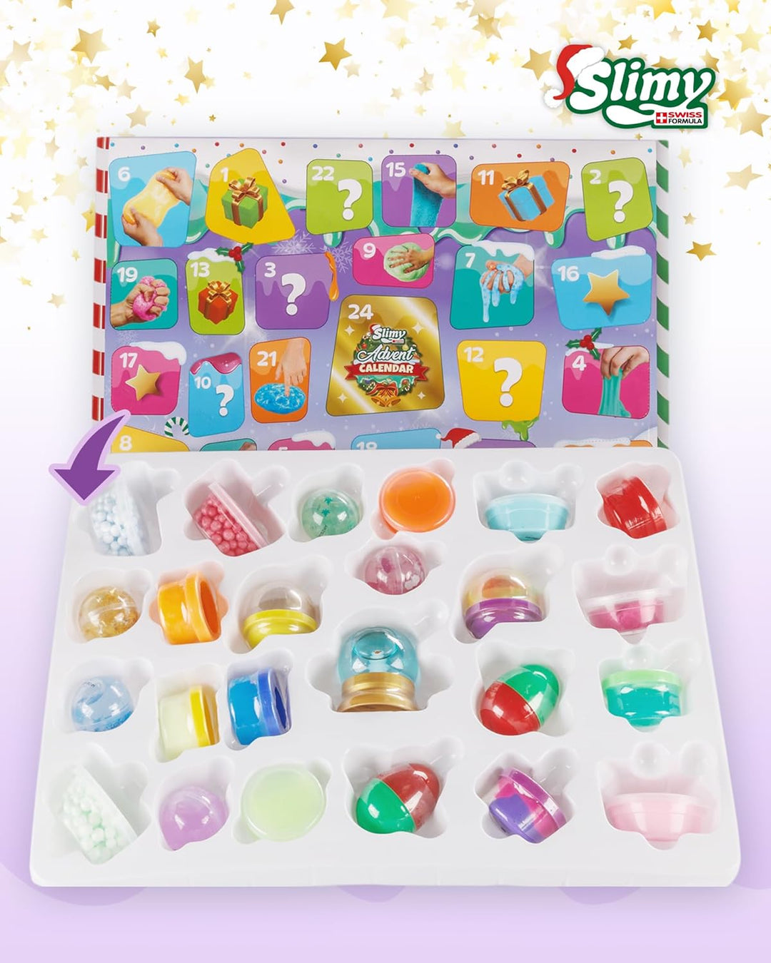 SLIMY Adventskalender Limited Edition mit 24 verschiedenen Spielmassen im DOPPELPACK - Original Slim