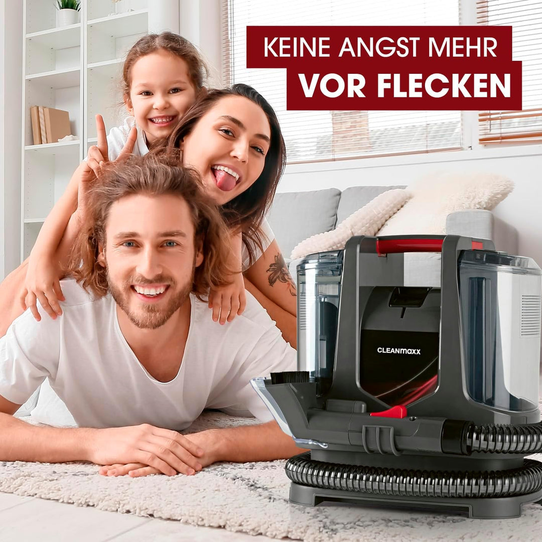 CLEANmaxx Kompakt Plus Polsterreiniger Gerät 400W | kompakter Waschsauger mit 2 Düsen | für Sofa Aut