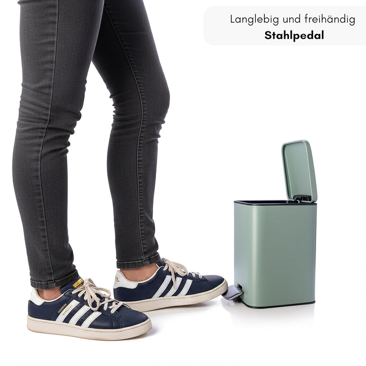 Erreke Badezimmer-Treteimer 3L, Grün, herausnehmbarer Inneneimer, Robust Sage Green, Sage Green