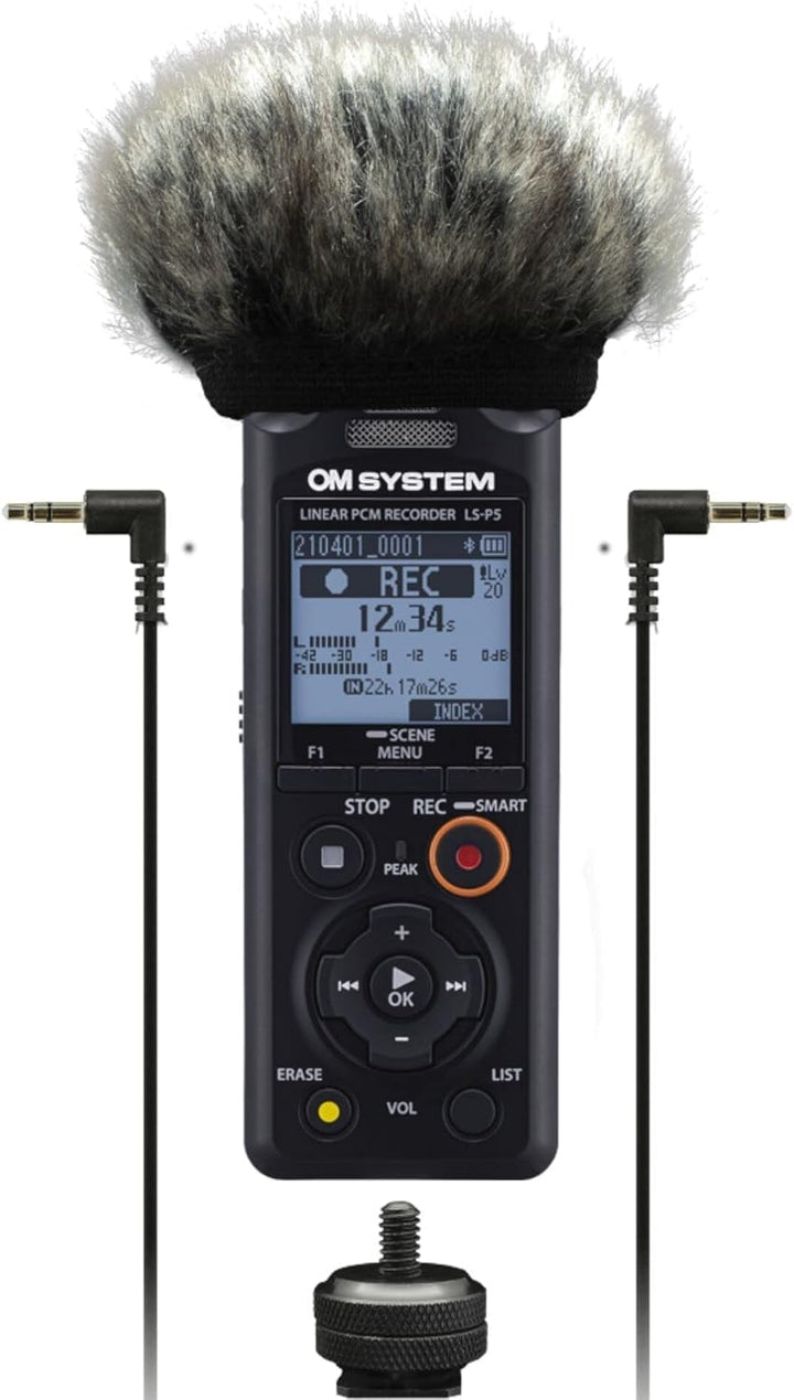 OM SYSTEM LS-P5 Videokamera-Kit, Hi-Res Audiorekorder inkl. Windschutz, Blitzschuhadapter, 3,5 mm Au