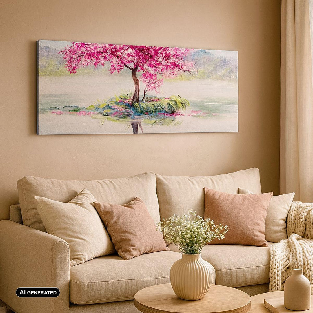 Wandbilder Dekoration Wohnzimmer Baum Abstraktion Panorama Bilder auf Leinwand 120x50cm Leinwandbild
