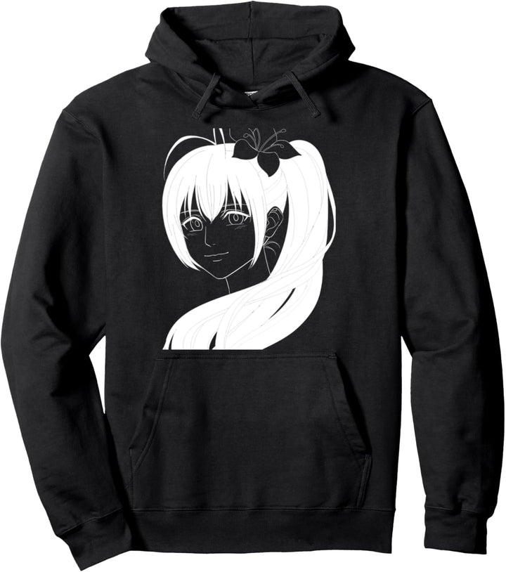 Japanisches Anime-Mädchen mit Lilienblume Pullover Hoodie