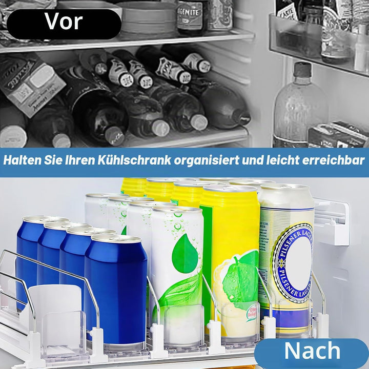 Fridge Organiser Drinks, 5 Rows Fridge Organiser Cans, Automatic Drink Organiser, Fridge Adjustable