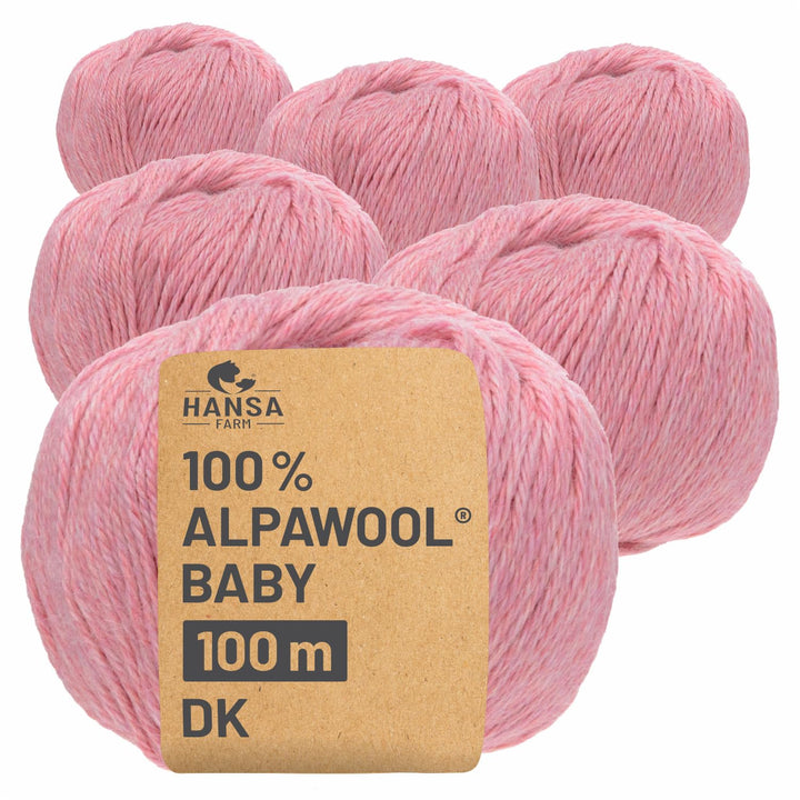 HANSA-FARM | 100% Baby Alpakawolle in 50+ Farben (kratzfrei) - 300g Set (6 x 50g) - weiche Alpaka Wo
