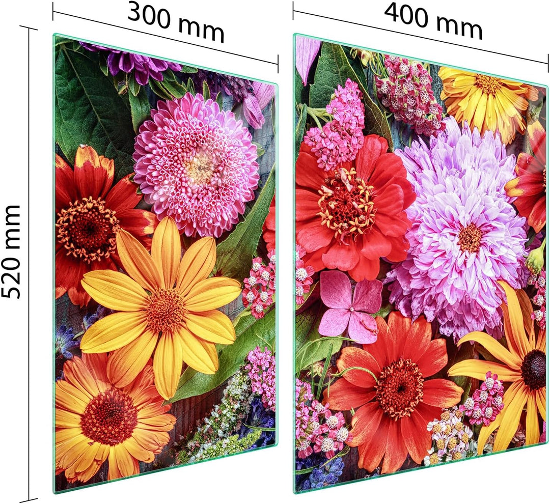 TMK ArtDeko Herdabdeckplatte 2 Teilig 30x52 + 40x52 cm - Spritzschutz Herdabdeckung – Herdschutz aus