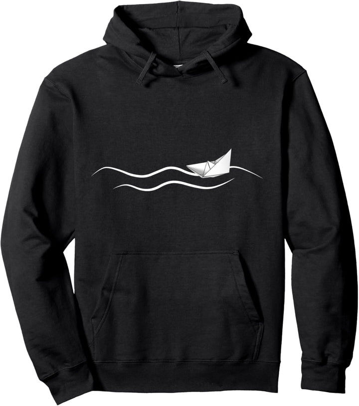 Modellbau Papier-Schiff auf Wellen Nordsee Ostsee Kapitän Pullover Hoodie
