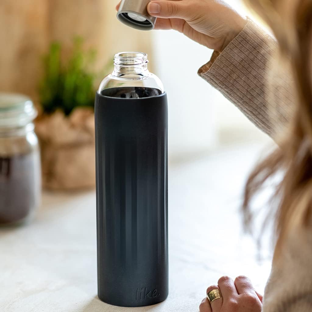 like by Villeroy &amp; Boch group ToGo &amp; ToStay - Trinkflasche, Glas, schwarz, 1L, 10-4869-7995 L (1er P