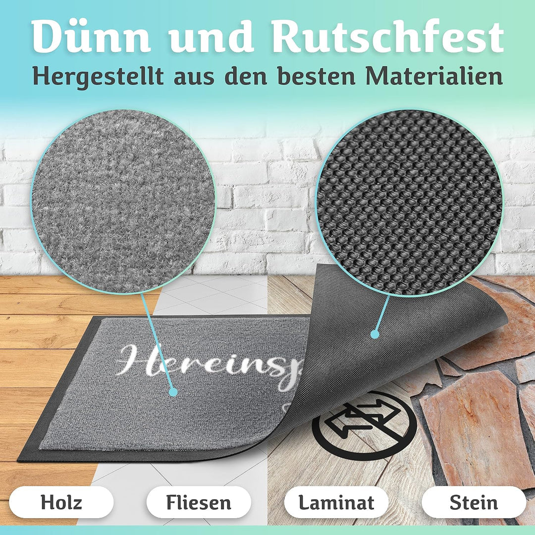 Hereinspaziert Fussmatte [Waschmaschinenfest] in 40x60cm - optimale Grösse für die Haustür. Schmutzf