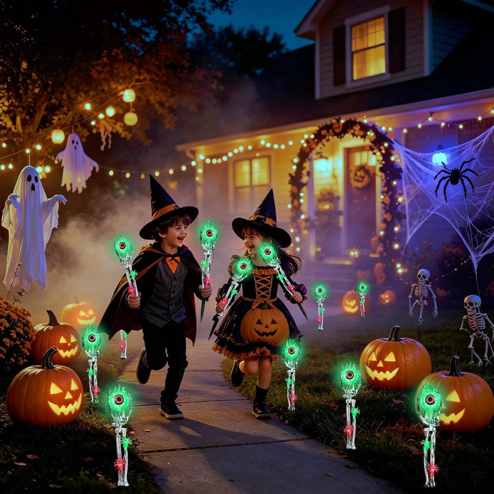 Halloween Deko Outdoor 6LED Leuchtende Skelett Hände Beleuchtung Grün Licht, Grün