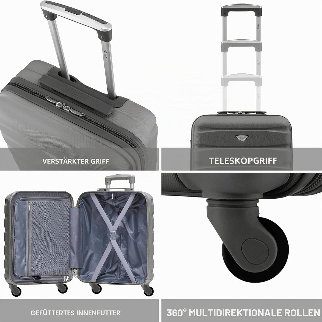 Flight Knight Leichte 4-Rad-ABS-Hartschalenkoffer Handgepack, zugelassen fur uber 35 Fluggesellschaf