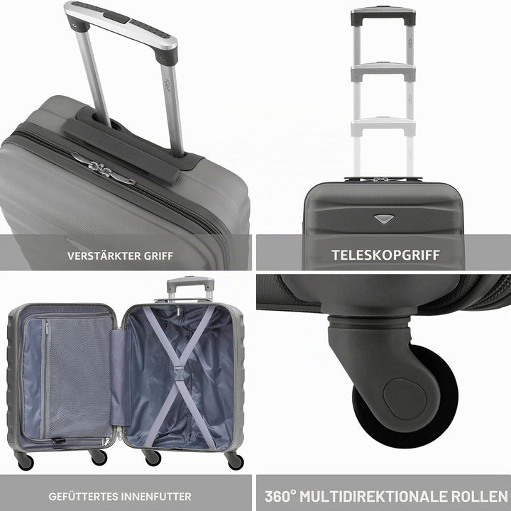 Flight Knight Leichte 4-Rad-ABS-Hartschalenkoffer Handgepack, zugelassen fur uber 35 Fluggesellschaf