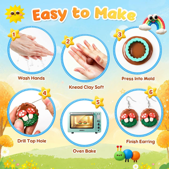 36 Stück Polymer Clay Set, Knete Set mit 24 Ohrringformen