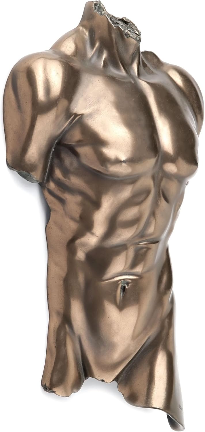 Bronze-Finish, nackter männlicher Torso Wandbehang, Figur Anatomie