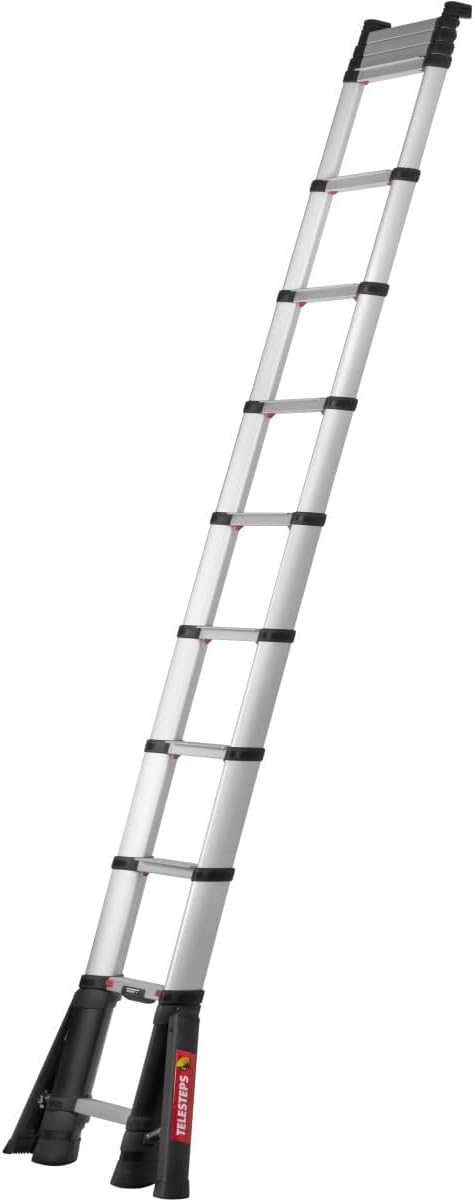 Telesteps PrimeLine Teleskop-Anlegeleiter mit Stabilisator / Anlegeleiter 4,1 m / Leiter aus Alumini
