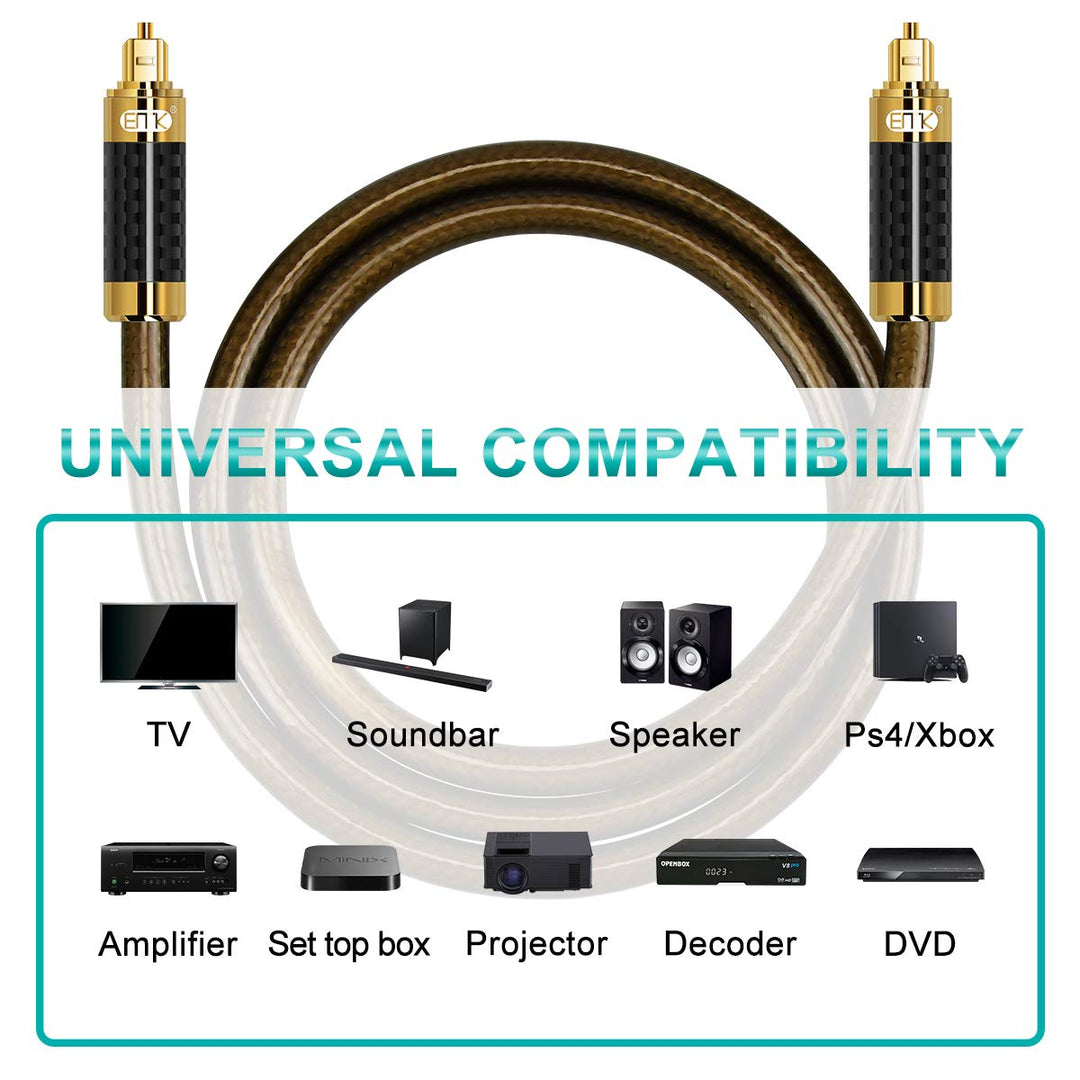 EMK Optisches Kabel Optisches Audiokabel Digital Toslink Kabel Spdif Kabel Kompatibel mit TV, Soundb